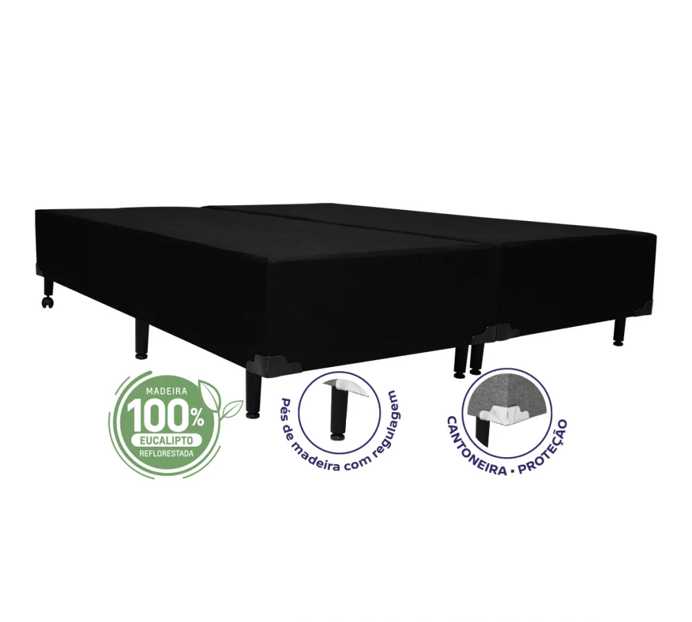 Cama Box Queen 1,58 - Cama Box Queen 1,58 - TC: Suede Preto